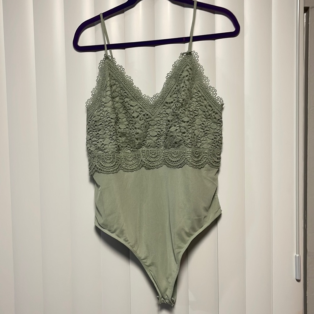 Sexy Sable Green lace Bodysuit NWT